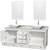 Wyndham WCV800080DWHCMD2WM24 Acclaim 80 Inch Double Bathroom Vanity in White, White Carrara Marble Countertop, Pyra White Porcelain Sinks, and 24 Inch Mirrors