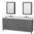 Wyndham WCS141480DKGCMUNOMED Sheffield 80 Inch Double Bathroom Vanity in Dark Gray, White Carrara Marble Countertop, Undermount Oval Sinks, and Medicine Cabinets