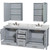 Wyndham WCS141480DGYCMUNOMED Sheffield 80 Inch Double Bathroom Vanity in Gray, White Carrara Marble Countertop, Undermount Oval Sinks, and Medicine Cabinets