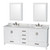 Wyndham WCS141480DWHCMUNOMED Sheffield 80 Inch Double Bathroom Vanity in White, White Carrara Marble Countertop, Undermount Oval Sinks, and Medicine Cabinets