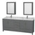 Wyndham WCS141480DKGCMUNSMED Sheffield 80 Inch Double Bathroom Vanity in Dark Gray, White Carrara Marble Countertop, Undermount Square Sinks, and Medicine Cabinets