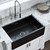 Ruvati 30 x 20 inch Fireclay Reversible Farmhouse Apron-Front Kitchen Sink Single Bowl - Glossy Black - RVL2100BK