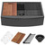 Ruvati 30-inch Gunmetal Black Workstation Apron-Front Stainless Steel Kitchen Sink - RVH9106BL