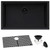 Ruvati 33 x 19 inch Granite Composite Undermount Single Bowl Kitchen Sink - Midnight Black - RVG2080BK