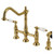 Kingston Brass KS1277WLLBS Wilshire Bridge Kitchen Faucet with Brass Sprayer, Brushed Brass