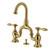 Kingston Brass KS7997TAL Tudor Bridge Bathroom Faucet with Brass Pop-Up, Brushed Brass