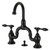 Kingston Brass KS7990TAL Tudor Bridge Bathroom Faucet with Brass Pop-Up, Matte Black