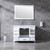 Lexora  LD342248SAWQM46 Dukes 48" White Single Vanity, White Quartz Top, White Square Sink and 46" Mirror