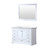 Lexora Dukes 48" White Single Vanity Cabinet, White Quartz Top, White Square Sink and 46" Mirror