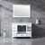 Lexora  LD342248SAWQM46F Dukes 48" White Single Vanity, White Quartz Top, White Square Sink and 46" Mirror w/ Faucet