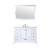 Lexora Dukes 48" White Single Vanity Cabinet, White Quartz Top, White Square Sink and 46" Mirror w/ Faucet