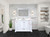 Lexora Dukes 48" White Single Vanity Cabinet, White Quartz Top, White Square Sink and 46" Mirror w/ Faucet