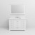 Lexora LD342248SAWQM46F Dukes 48" White Single Vanity Cabinet, White Quartz Top, White Square Sink and 46" Mirror w/ Faucet