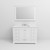 Lexora Dukes 48" White Single Vanity Cabinet, White Quartz Top, White Square Sink and 46" Mirror w/ Faucet