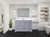Lexora Dukes 48" Dark Grey Single Vanity Cabinet, White Quartz Top, White Square Sink and 46" Mirror w/ Faucet