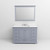 Lexora LD342248SBWQM46F Dukes 48" Dark Grey Single Vanity Cabinet, White Quartz Top, White Square Sink and 46" Mirror w/ Faucet