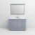 Lexora Dukes 48" Dark Grey Single Vanity Cabinet, White Quartz Top, White Square Sink and 46" Mirror w/ Faucet