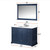 Lexora LD342248SEWQ000 Dukes 48" Navy Blue Single Vanity Cabinet, White Quartz Top, White Square Sink and no Mirror