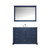 Lexora  LD342248SEWQM46 Dukes 48" Navy Blue Single Vanity, White Quartz Top, White Square Sink and 46" Mirror