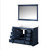Lexora LD342248SEWQM46 Dukes 48" Navy Blue Single Vanity Cabinet, White Quartz Top, White Square Sink and 46" Mirror