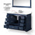 Lexora LD342248SEWQM46 Dukes 48" Navy Blue Single Vanity Cabinet, White Quartz Top, White Square Sink and 46" Mirror