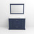 Lexora Dukes 48" Navy Blue Single Vanity Cabinet, White Quartz Top, White Square Sink and 46" Mirror