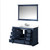 Lexora LD342248SEWQM46F Dukes 48" Navy Blue Single Vanity Cabinet, White Quartz Top, White Square Sink and 46" Mirror w/ Faucet