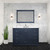 Lexora LD342248SEWQM46F Dukes 48" Navy Blue Single Vanity Cabinet, White Quartz Top, White Square Sink and 46" Mirror w/ Faucet