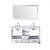 Lexora  LD342260DAWQM58 Dukes 60" White Double Vanity, White Quartz Top, White Square Sinks and 58" Mirror
