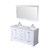 Lexora  LD342260DAWQM58F Dukes 60" White Double Vanity, White Quartz Top, White Square Sinks and 58" Mirror w/ Faucets