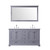 Lexora  LD342260DBWQM58 Dukes 60" Dark Grey Double Vanity, White Quartz Top, White Square Sinks and 58" Mirror