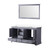 Lexora Dukes 60" Dark Grey Double Vanity Cabinet, White Quartz Top, White Square Sinks and 58" Mirror