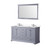 Lexora LD342260DBWQM58F Dukes 60" Dark Grey Double Vanity Cabinet, White Quartz Top, White Square Sinks and 58" Mirror w/ Faucets
