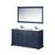 Lexora  LD342260DEWQM58 Dukes 60" Navy Blue Double Vanity, White Quartz Top, White Square Sinks and 58" Mirror