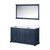 Lexora LD342260DEWQM58 Dukes 60" Navy Blue Double Vanity Cabinet, White Quartz Top, White Square Sinks and 58" Mirror
