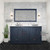 Lexora LD342260DEWQM58 Dukes 60" Navy Blue Double Vanity Cabinet, White Quartz Top, White Square Sinks and 58" Mirror