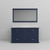 Lexora LD342260DEWQM58 Dukes 60" Navy Blue Double Vanity Cabinet, White Quartz Top, White Square Sinks and 58" Mirror