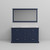 Lexora Dukes 60" Navy Blue Double Vanity Cabinet, White Quartz Top, White Square Sinks and 58" Mirror