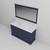 Lexora Dukes 60" Navy Blue Double Vanity Cabinet, White Quartz Top, White Square Sinks and 58" Mirror