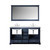 Lexora  LD342260DEWQM58F Dukes 60" Navy Blue Double Vanity, White Quartz Top, White Square Sinks and 58" Mirror w/ Faucets