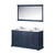 Lexora LD342260DEWQM58F Dukes 60" Navy Blue Double Vanity Cabinet, White Quartz Top, White Square Sinks and 58" Mirror w/ Faucets