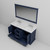 Lexora Dukes 60" Navy Blue Double Vanity Cabinet, White Quartz Top, White Square Sinks and 58" Mirror w/ Faucets