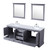 Lexora  LD342280DBWQM30 Dukes 80" Dark Grey Double Vanity, White Quartz Top, White Square Sinks and 30" Mirrors