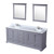 Lexora LD342280DBWQM30F Dukes 80" Dark Grey Double Vanity Cabinet, White Quartz Top, White Square Sinks and 30" Mirrors w/ Faucets