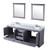 Lexora LD342280DBWQM30F Dukes 80" Dark Grey Double Vanity Cabinet, White Quartz Top, White Square Sinks and 30" Mirrors w/ Faucets
