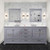 Lexora LD342280DBWQM30F Dukes 80" Dark Grey Double Vanity Cabinet, White Quartz Top, White Square Sinks and 30" Mirrors w/ Faucets