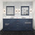 Lexora Dukes 80" Navy Blue Double Vanity Cabinet, White Quartz Top, White Square Sinks and no Mirror