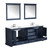 Lexora  LD342280DEWQM30 Dukes 80" Navy Blue Double Vanity, White Quartz Top, White Square Sinks and 30" Mirrors