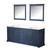 Lexora LD342280DEWQM30 Dukes 80" Navy Blue Double Vanity Cabinet, White Quartz Top, White Square Sinks and 30" Mirrors