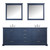 Lexora  LD342280DEWQM30F Dukes 80" Navy Blue Double Vanity, White Quartz Top, White Square Sinks and 30" Mirrors w/ Faucets